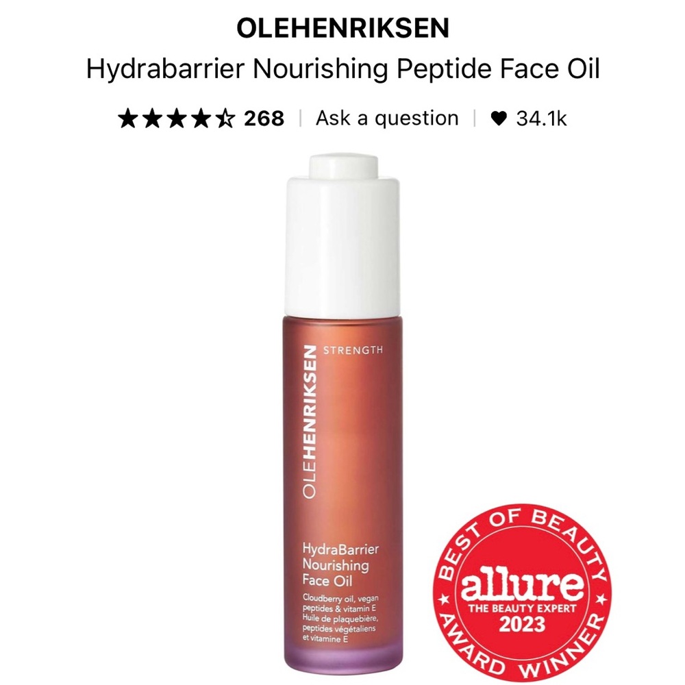 Ole Henriksen HydraBarrier Nourishing Peptide Face Oil - NEW-NO BOX … is sealed